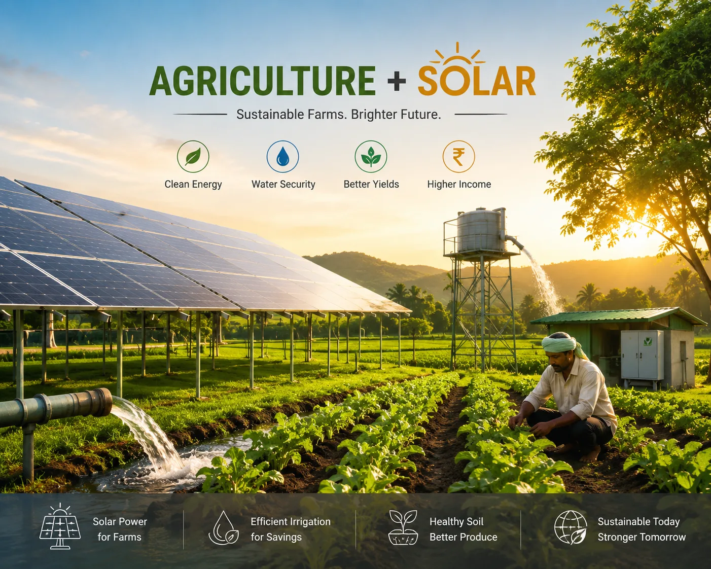 Solar power system supporting agricultural irrigation